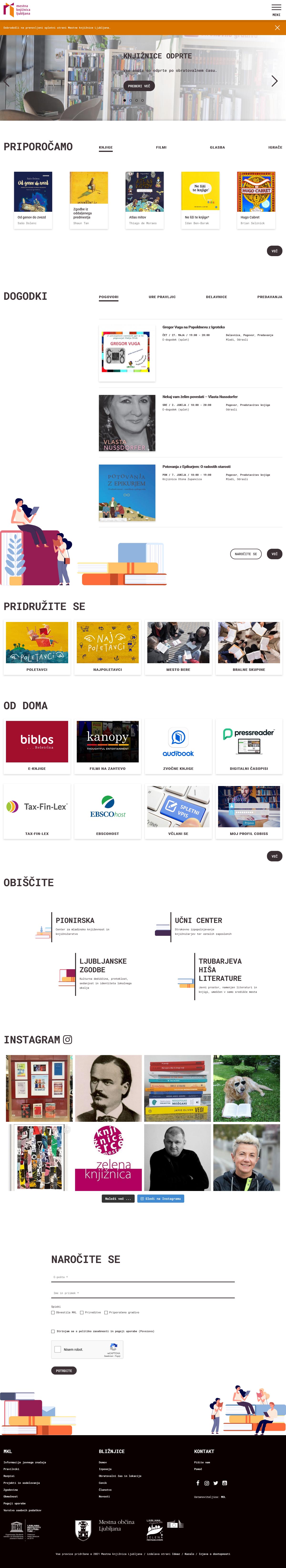 Mestna knjižnica Ljubljana desktop stran